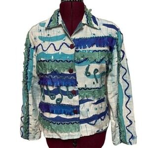Vintage Daniel K. New York USA Abstract Art to Wear Embroidered Jacket Medium